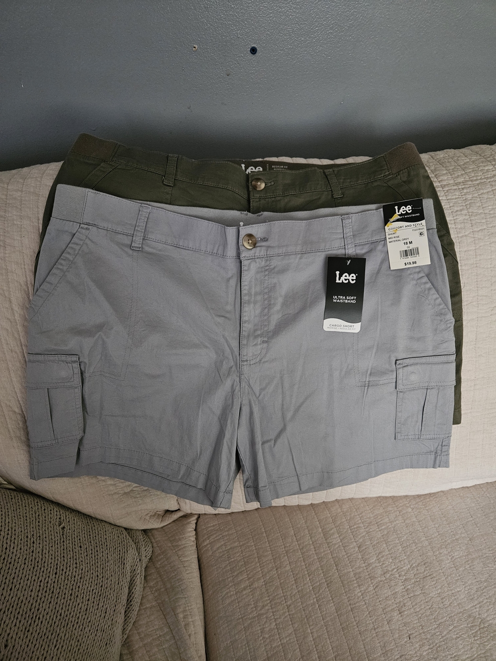 Lee Women's Cargo Shorts in Light Gray and Olive